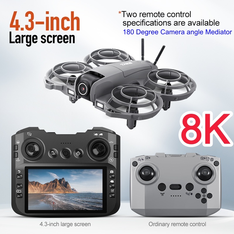 Drone Controller Screen - 大型スクリーンリモコン付きRCドローン、8K HDカメラ搭載、オプティカルフローホバー、障害物回避機能付きリモコンドローンおもちゃ