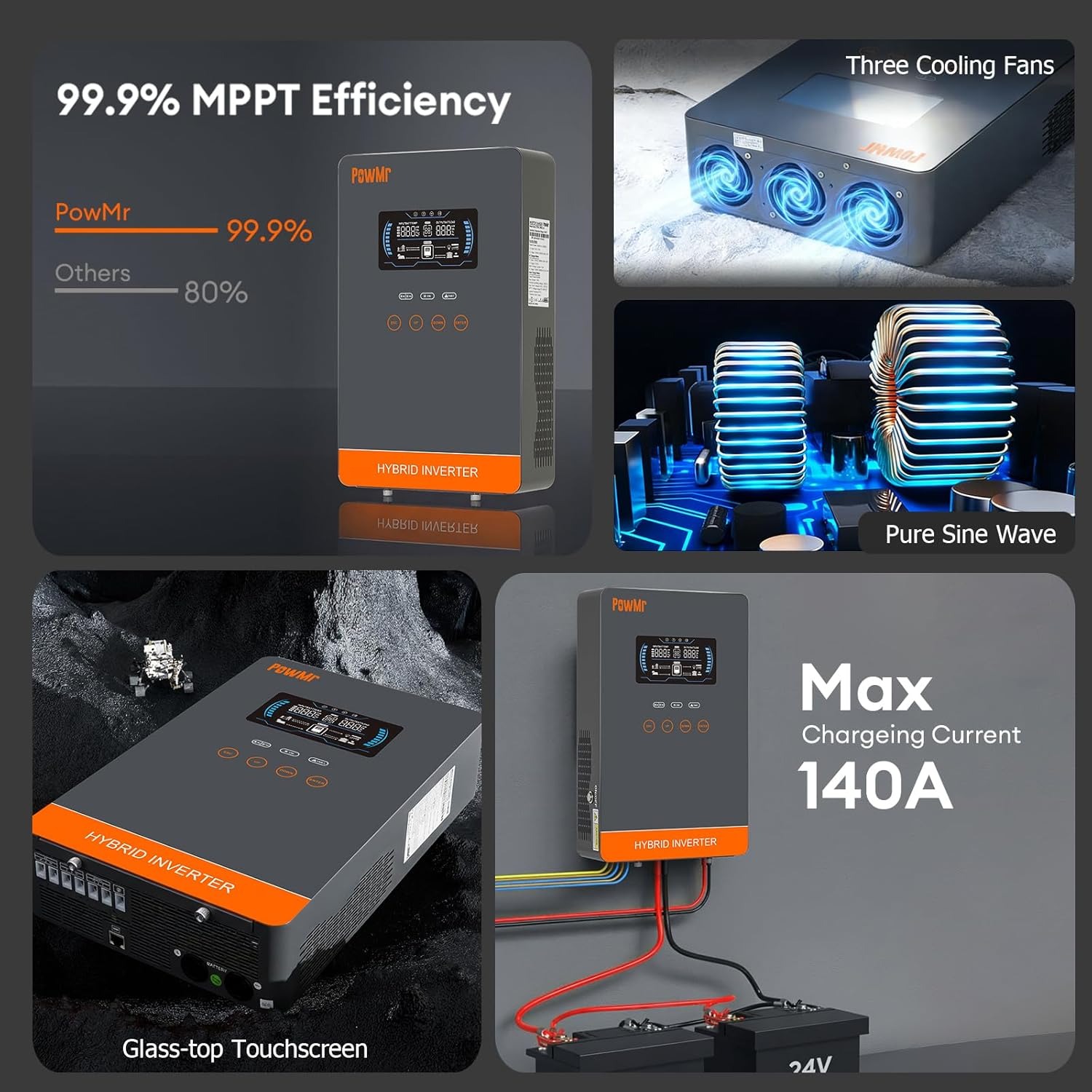 PowMr USA 4000W 24V ハイブリッドソーラー - Drone Solar Charger のレビューと価格
