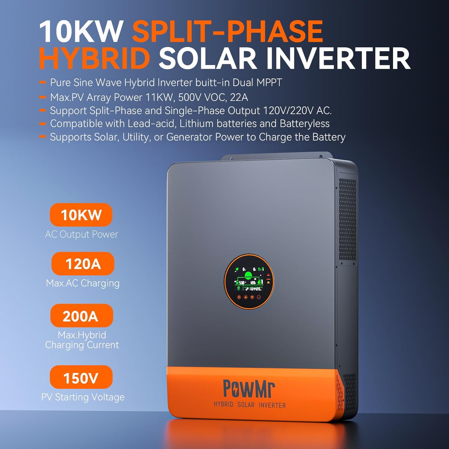 PowMr 10KW 分相インバーター 48V 110V 2 - Drone Solar Charger のレビューと価格